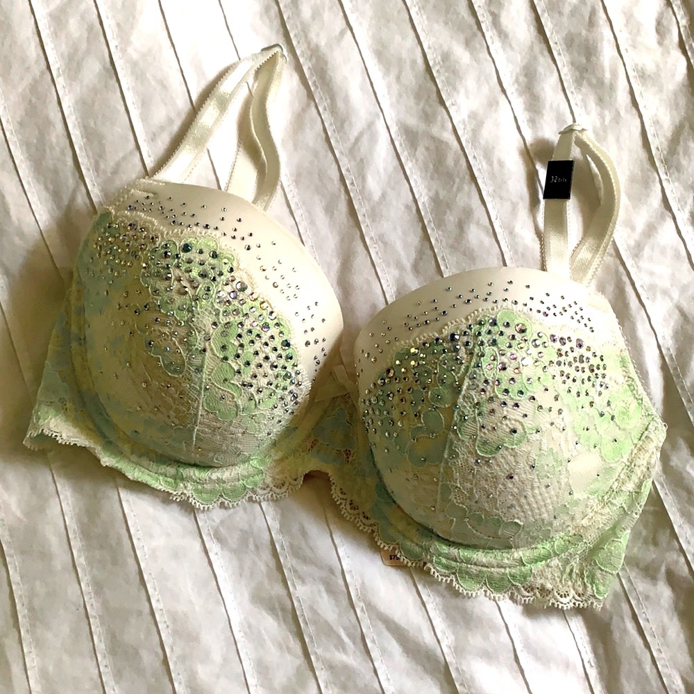 Brand New! Dream Angels rhinestone iridescent bra